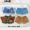 10cm Doll Clothes Blue Brown Changing Dress Game Doll Blouse Pants Suit Photo Prop Playing House Mini School Suit
