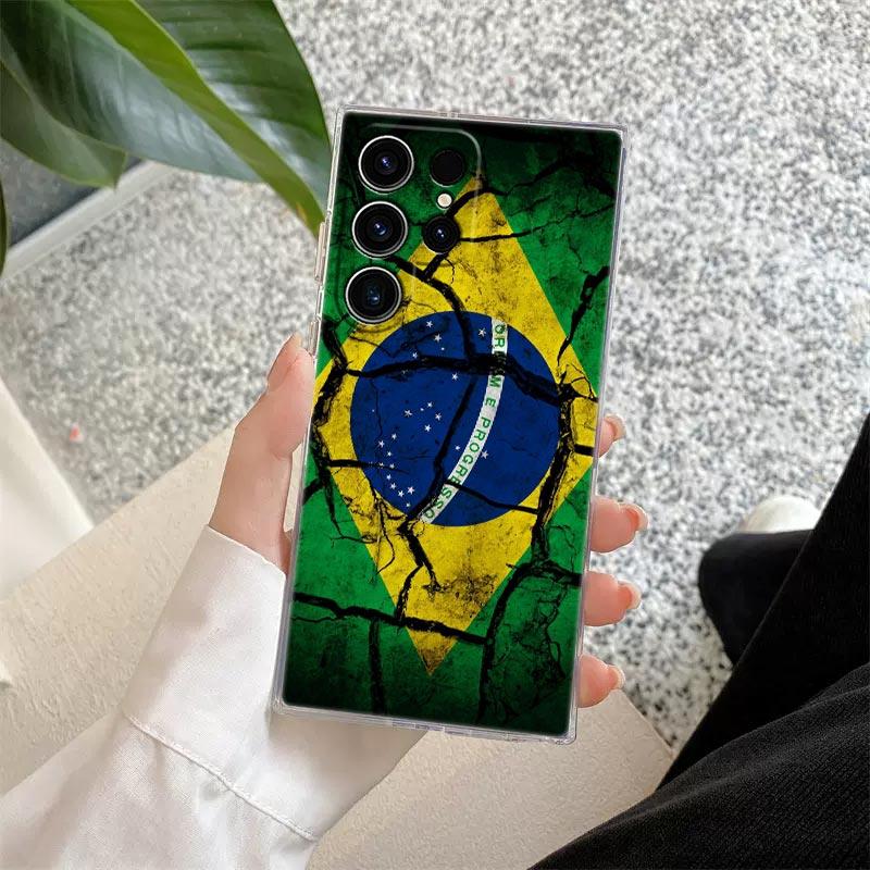 Бразилия Бразильский флаг Прозрачный чехол для Samsung Galaxy S26 S25 S24 S23 Ultra S20 S21 FE S22 Plus S26 Ultra S25FE Мягкий чехол для телефона