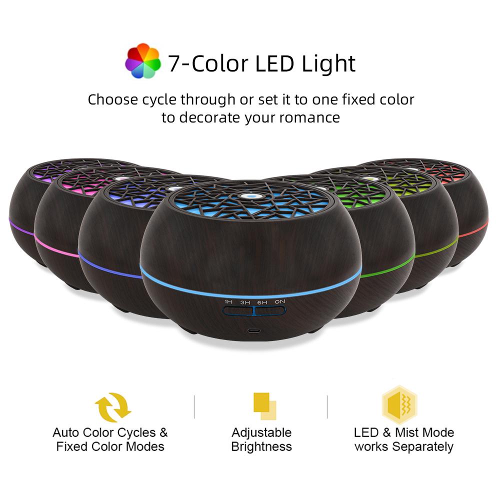 550ml Large Room Essential Oil Diffuser with 6 Premium Oils Remote Control 7 Color LED Light, Auto Timer  Perfect for Home, Offi