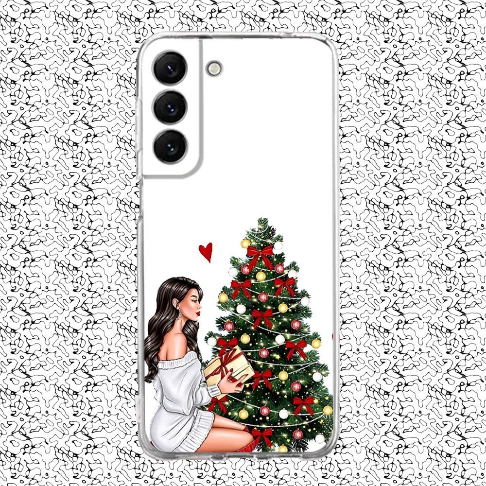 Christmas Tree Girl Gift Phone Case Silicone For Samsung S30,S23,21,22,20 Ultra,S20 FE lite,S10,9,PIus Note20ultra Cover Clear