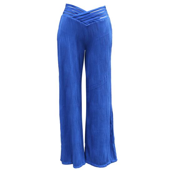 Расклешенные брюки больших размеров для женщин, V-образный вырез, высокая талия, брюки-клеш, повседневные брюки в стиле бохо с жаккардовым узором.