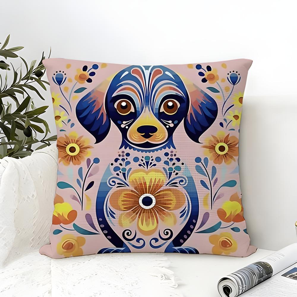 Animal And Natural Floral Prints Pillow Case Cotton Linen Fabric Square Zipper Pillowcase Home Decorative Living Room
