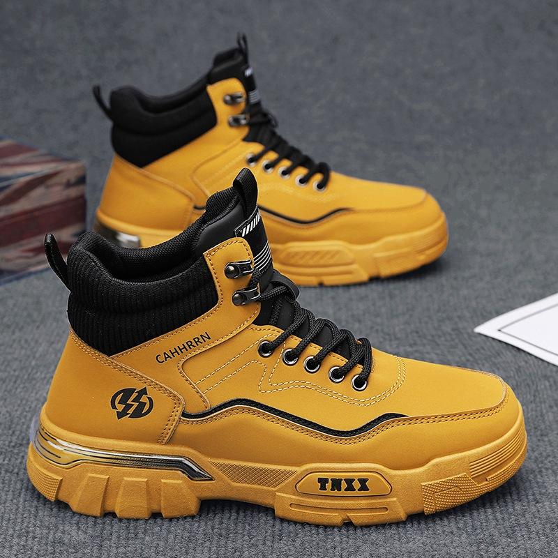 Британский стиль пустынные большие желтые ботинки мужские уличные ботинки Мартин мужские осень и зима 2024 рабочие ботинки локомотив высокий верх