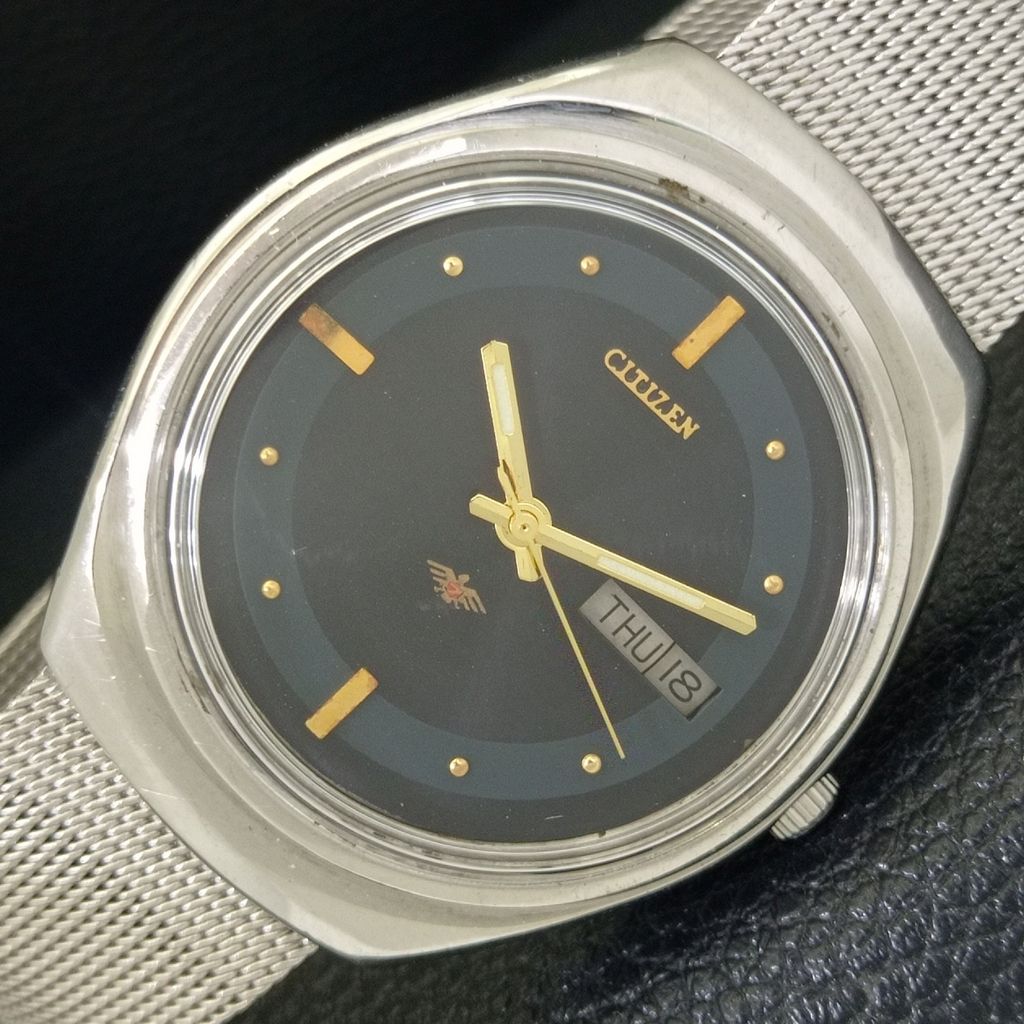 ЯПОНИЯ ВИНТАЖНЫЕ ЧАСЫ CITIZEN АВТОМАТИЧЕСКИЕ 8200 МУЖСКИЕ ЧАСЫ С ЧЕРНЫМ ЦИФЕРБЛАТОМ a702758-1 R210-a702758