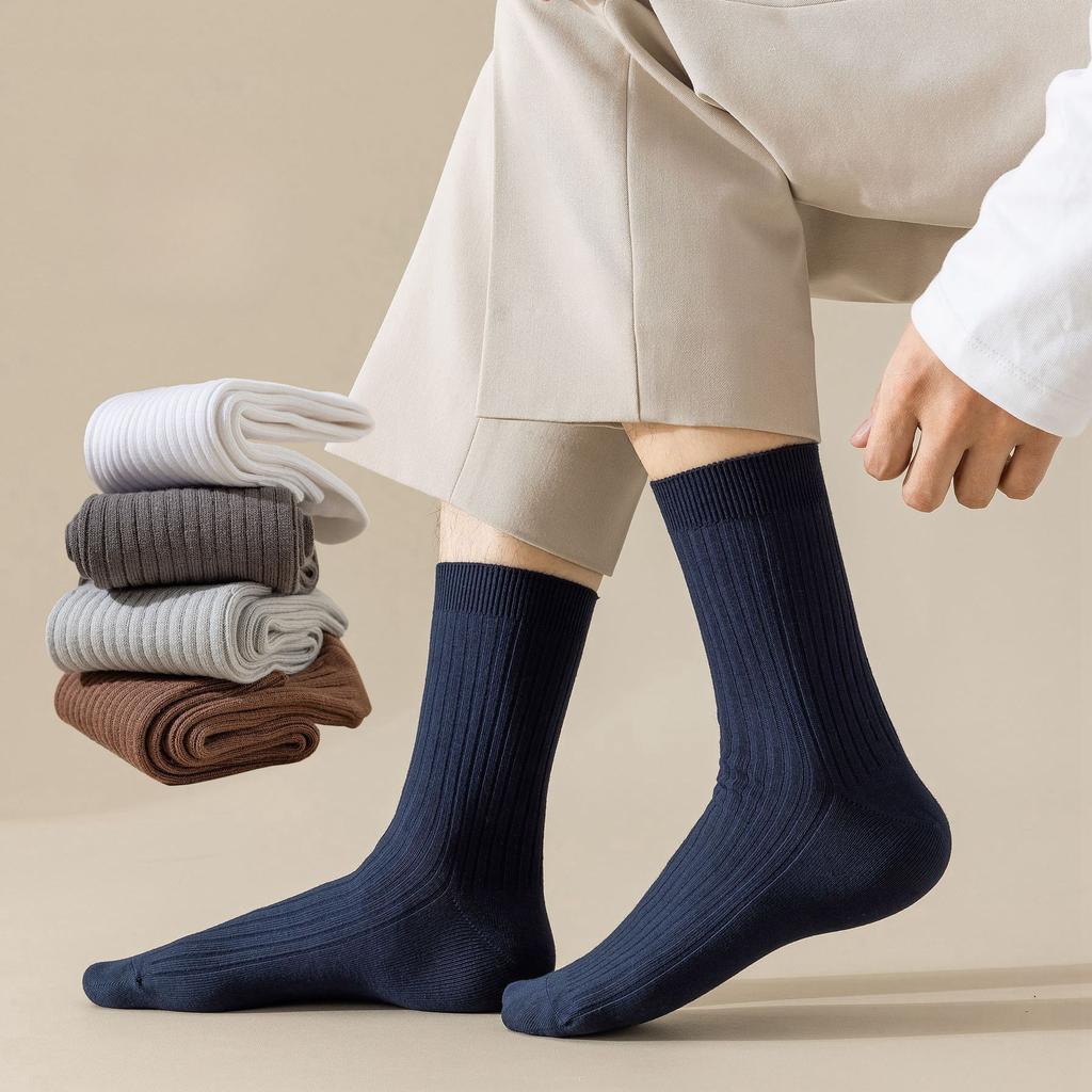 5/10 пар мужских хлопковых носков, удлиненные и утолщенные, теплые, дышащие и впитывающие пот носки