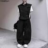 Two Pieces Casual Sets Men Sleeveless Waistcoat and Long Cargo Pants Trousers Outfits