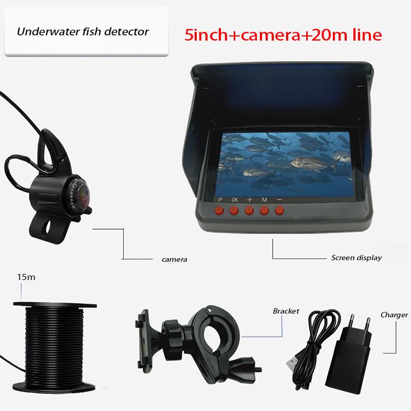 Рыболокатор 5,0-дюймовый ЖК-дисплей IPS Подводная визуальная рыбалка 4K камера lP68 Водонепроницаемая ночное видение