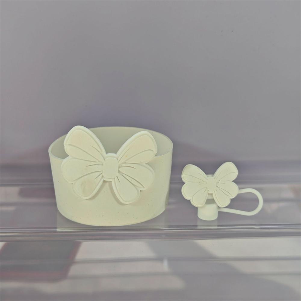 Cute Bow Silicone Boot Bottom Sleeve Cover for Stanley 30/40 OZ Tumbler Cup Protection Case Straw Covers Cap For Stanley Cup