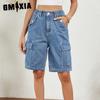 Women's Summer Wash Personalized Denim Cargo Quarter Pants