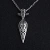 Подвеска из нержавеющей стали в виде копья викинга - ожерелье-амулет Одина с рунами волчьих голов и плетеным кожаным шнуром для скандинавских ювелирных подарков