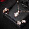 3 Pcs/set of Natural Opal Jewelry Set Crystal Gemstone Pendant Necklace Earrings Ring Set