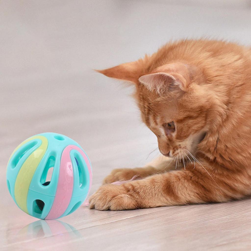 Игрушка-мячик для кошек с колокольчиком, 4,8 см, Интерактивная игрушка-колокольчик для игры кошек, Портативная полая игрушка-погремушка для кошек, Товары для игры домашних кошек