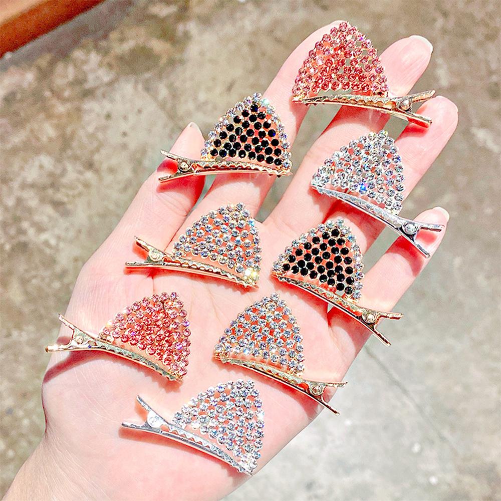 Милые корейские милые блестящие девушки хрустальные заколки аксессуары для волос заколка-уточка кошачьи ушки заколки для волос