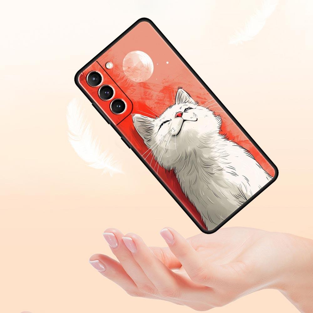 Чехол для телефона 'Повседневная жизнь милых кошек' Для Samsung Galaxy S26 Ultra S25 Plus S24 FE S23 S22 5G S21 S20 Черный Мягкий
