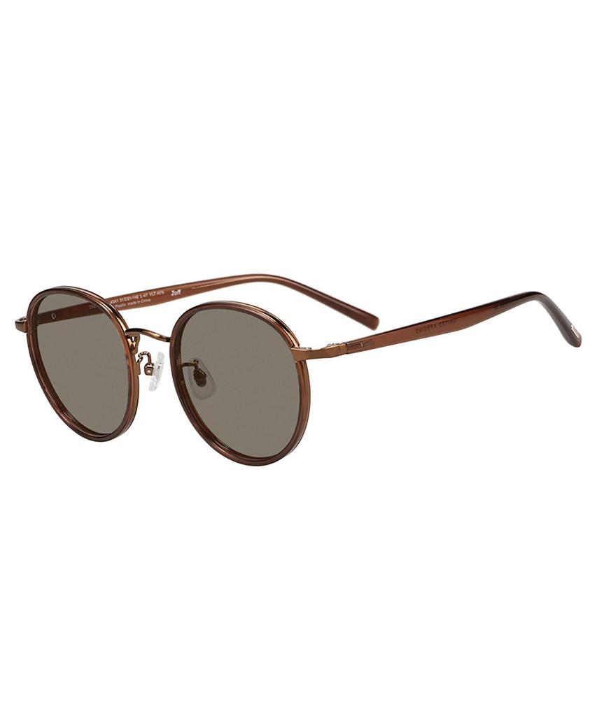 Zoff x UNITED ARROWS ZA251G01-43A1 Boston Sunglasses Brown Clear Colored Lenses Round Metal Frame UV Protection Unisex