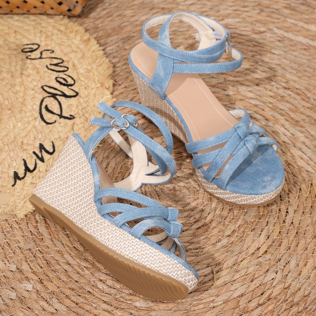 Модные босоножки с пряжкой «рыбий рот» на толстой танкетке, женские туфли на высоком каблуке с перекрестным плетением в римском стиле, универсальные туфли на платформе Zapatos Mujer