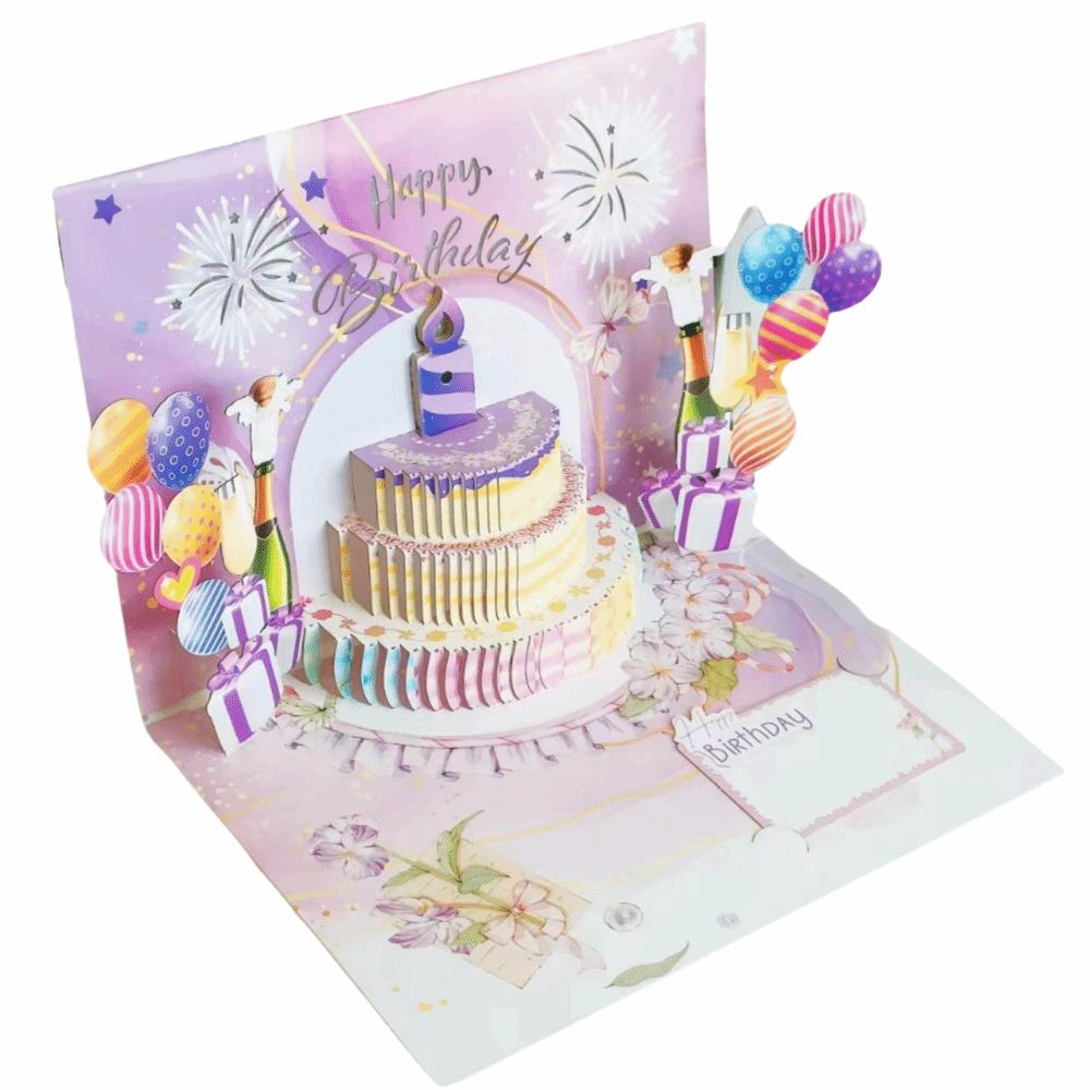 Multicolor Happy Birthday Cards Cartoon with Envelope Music Postcard Craft Music Lighting 3D Paper Carving Greeting Card