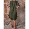 Solid Color Half Sleeve Dress, Casual Crew Neck Dress For Spring, Women's Clothing