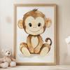 Plakat Uśmiechnięta Małpka Na Białym Tle Plakat Uśmiechnięta Małpka Na Białym Tle, 30X40 Cm, Rama Drewniana Ciemny Brąz, Papier Matowy 230 Gsm