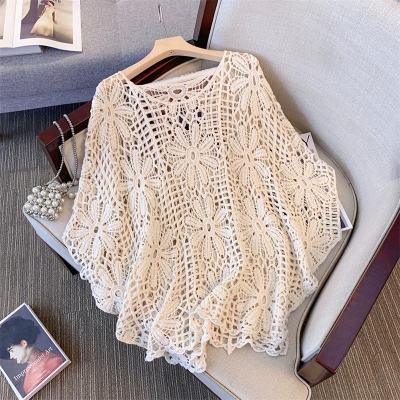 Dimanaf 2024 Новые летние женские футболки с принтом «летучая мышь» без рукавов, базовые кружевные модные топы, кружевные футболки, повседневные свободные футболки