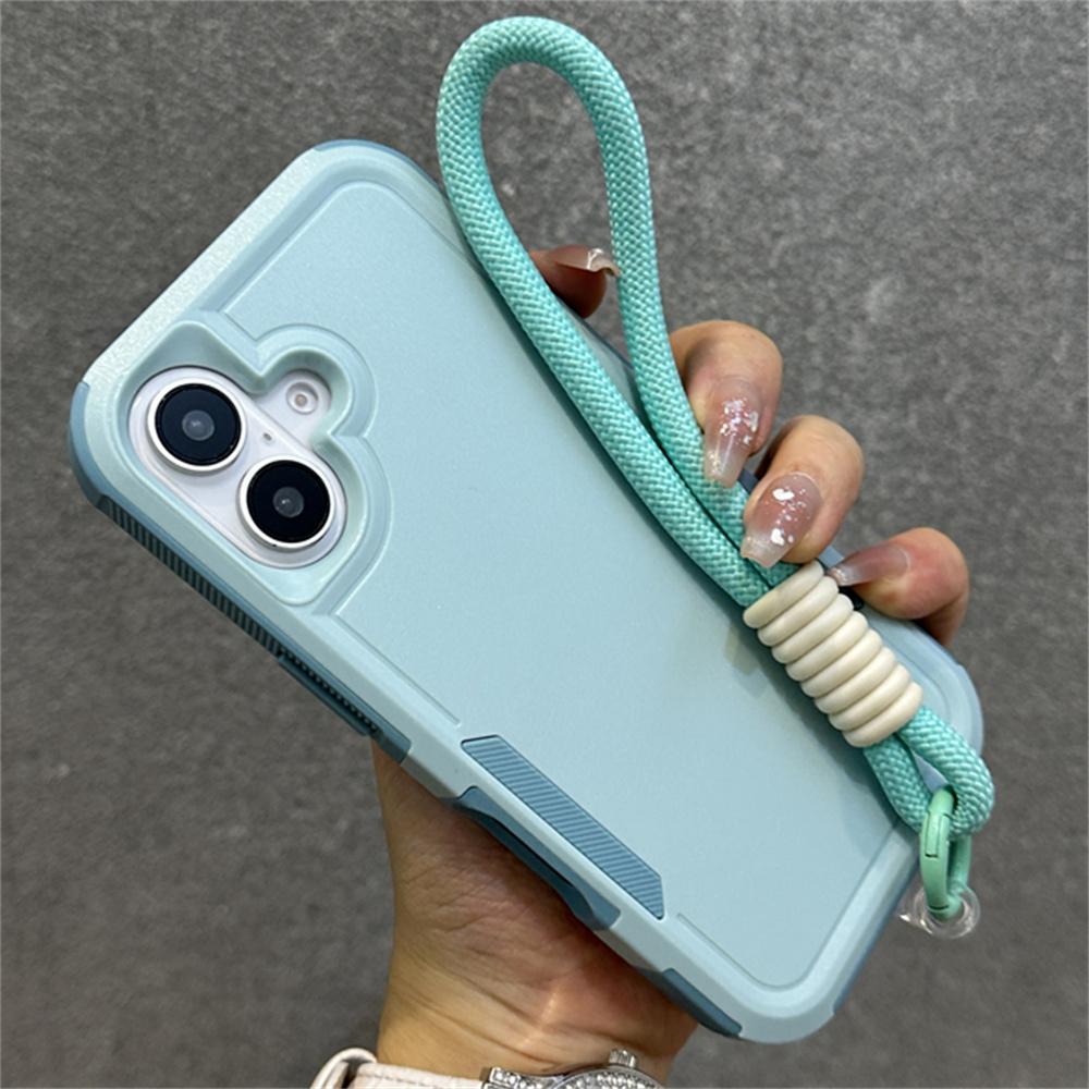 Luxury Solid Color Lanyard Soft Phone Case For iPhone 16 15 14 13 12 11 XS Pro Max Plus XR Camera Protection Shockproof Cover