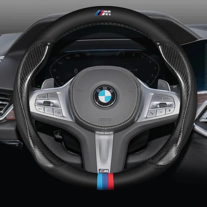 Kfwhl7 Для автомобиля BMW Чехол на руль M X1 X3 X5 X6 G20 G30 E39 E46 E87 E90 E92 F10 F15 F30 Углеродное волокно Замша Кожа Аксессуары