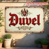 Винтажная железная вывеска пива Duvel Рустикальное настенное искусство с красными и золотыми акцентами Идеально для спальни, бара, спортзала, офиса, гаража и Па