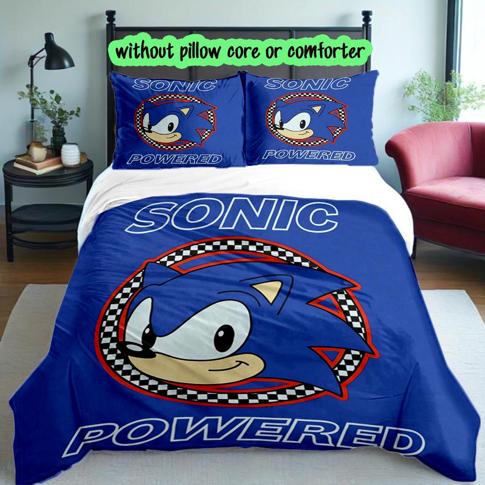 3pcs Sonic Duvet Cover Set, Home Printed Bedding Set, Breathable and Cozy Bedclothes Suitable For Festival Decor