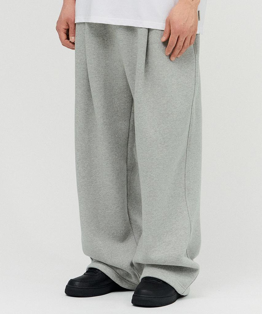 GAINSBORO One-Pleat Wide Sweatpants_Melange Grey