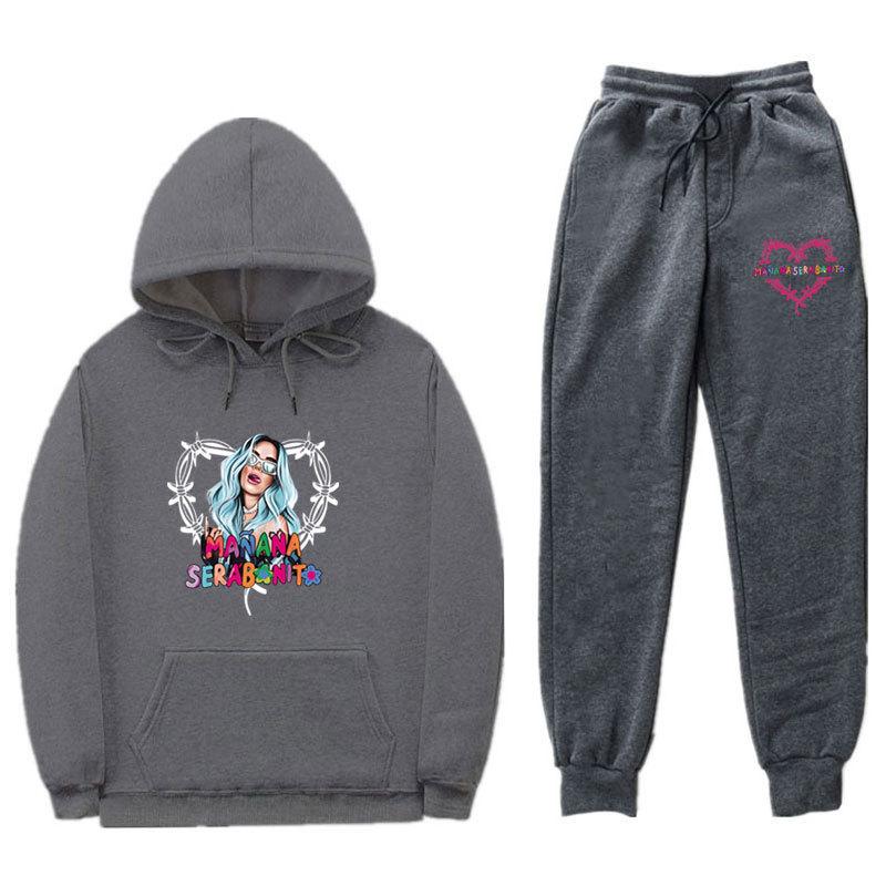 Новинка 2023, мужской комплект с капюшоном с принтом и резьбой по низу для мужского и женского повседневного спортивного комплекта