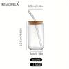 18.6oz 540ML Drinking Glasses Can Shaped Glass Cups with Bamboo Lids and Glass Straws for Beer Iced Coffee Wine Cocktail