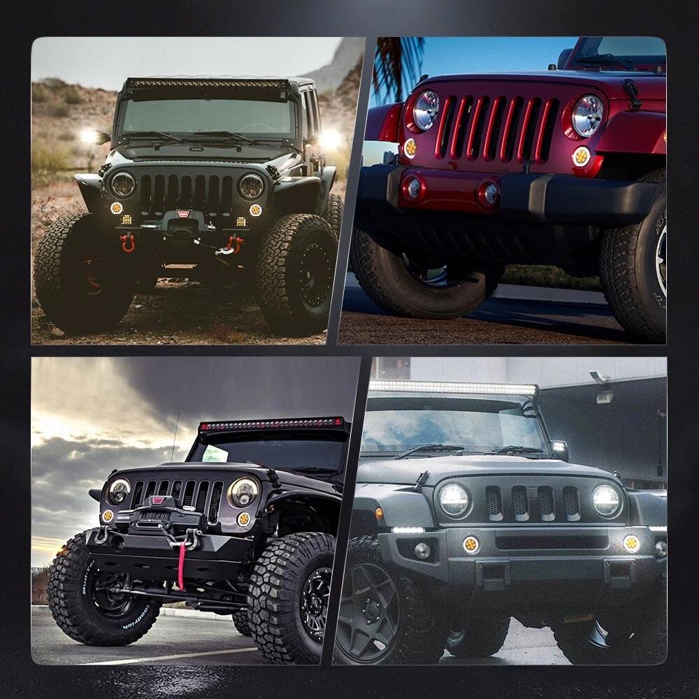 Желтая решетка Jeep Wrangler Светодиодная полоса дневных ходовых огней