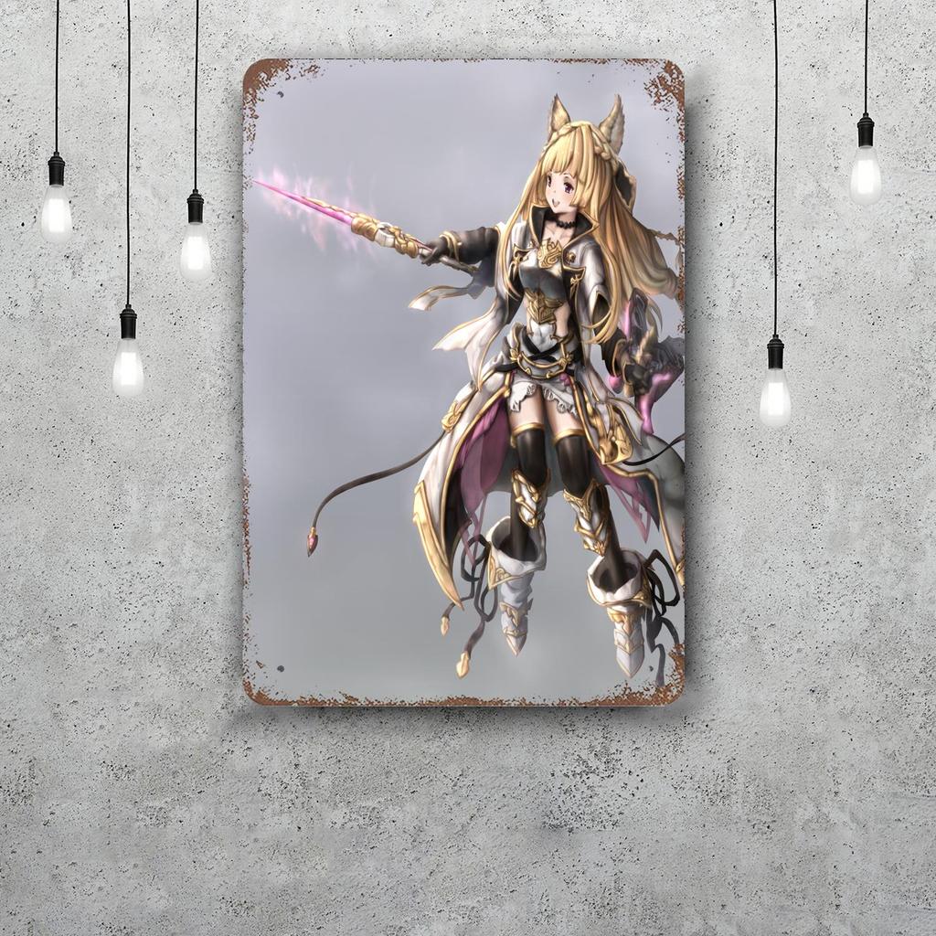 Мультяшный плакат-декор Granblue Fantasy Винтажная жестяная табличка Металлическая табличка Декоративная табличка для паба Бара Мужской комнаты Клуба Настенное украшение