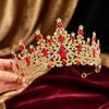 Черно-красная хрустальная тиара Винтажная бронзовая корона Головной убор Темной королевы Женские аксессуары для волос для свадьбы Хэллоуина Косплей Вечеринки