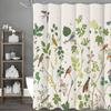 Ветка дерева Зеленый лист Цветок Птица Шторка для душа, Декоративная шторка для душа для ванной комнаты, Водонепроницаемая шторка для душа с крючками