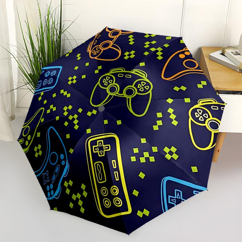 1pc Gamer Pattern Open/Close Folding Umbrella, All- Portable Umbrella for & Men, Stylish Accessory (Holiday Gift) 8-Rib yy251213161