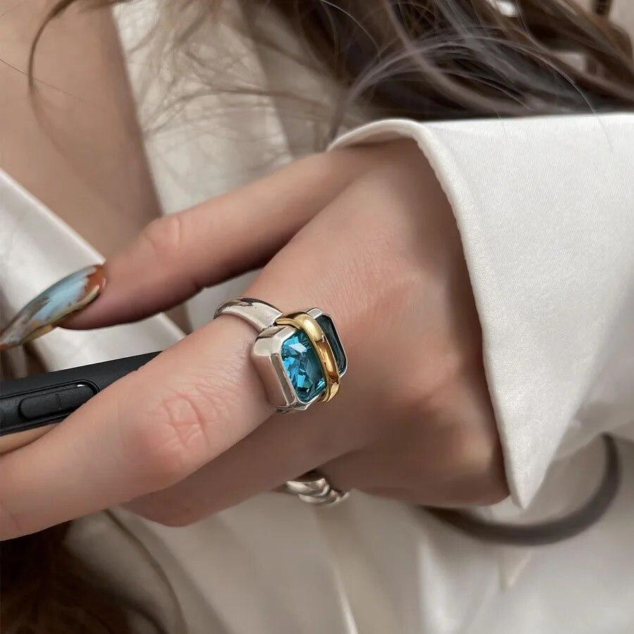 Ретро золотого цвета, двойные открытые кольца с каплей масла, женские роскошные нерегулярные регулируемые кольца на палец, новые модные свадебные украшения, подарок