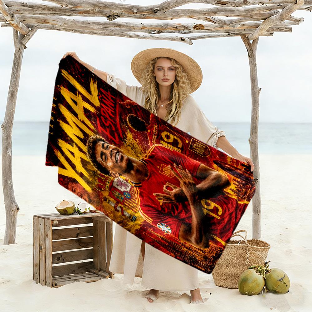Lamine Yamal Spain's Yamal Celebrates Victory Beach Towel Super Soft Microfiber Quickdry Fabric Comfortable Lightweight