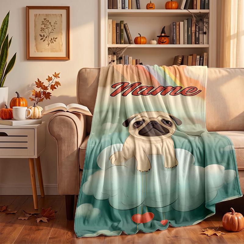 Cute PUPPY Custom Flannel Blankets Soft Warm Cozy Throws for Home Decor Holiday Gifts