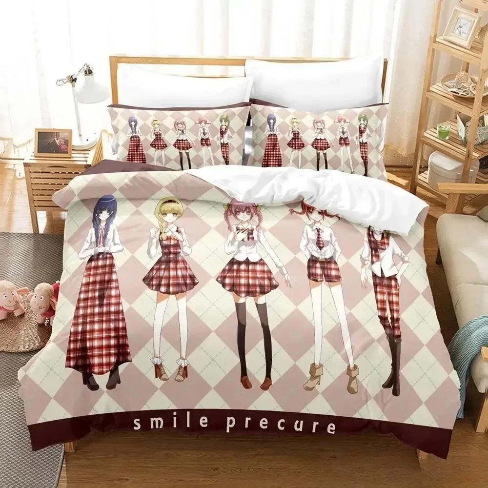 Улыбнитесь, PreCure! Комплект постельного белья Single Twin Full Queen King Size Bed Set Adult Kid Bedroom Duvetcover Sets Anime Parure de lit Bed