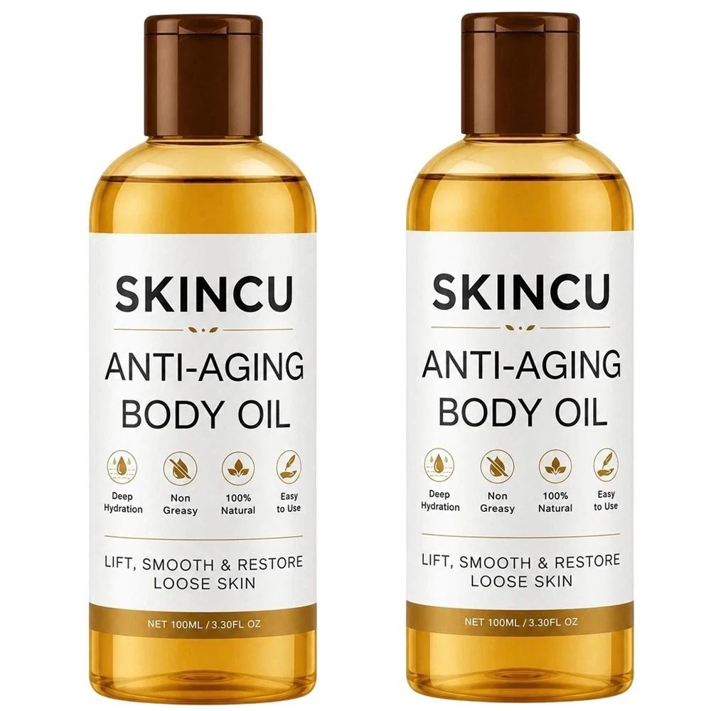 SKINCU Масло для тела для сухой кожи, Легкое увлажняющее масло для тела, Ежедневное масло для ухода за кожей, 100 мл, Упаковка из 2 шт.