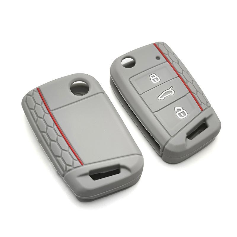 Силиконовый чехол для выкидного ключа с 3 кнопками, подходит для VW GOLF 7 MK7 SKODA SEAT 2014 2015 2016 FOB HULL OCTAVIA COMBI LEON IBIZA CUPTRA Case