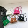 Fashionable Pure Color Lock Buckle Handbag Commuter Single Shoulder Crossbody Small Square Bag for Summer CLE