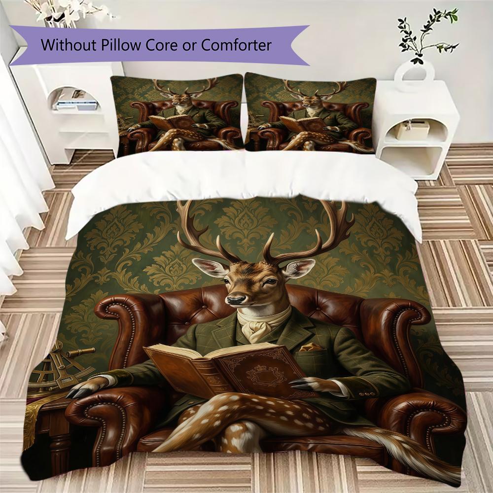 Cute Animal Pattern Bedding uilt Set uilt Cover Pillowcase Home Decoration Birthday Gift (1 * duvet cover + 2 * pillowcase without core)