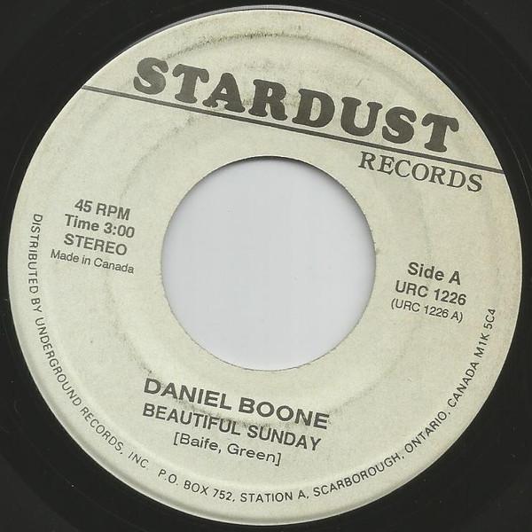 Пластинка 7 дюймов DANIEL BOONE SHIRLEY TEMPLE Beautiful Sunday On The Good Ship URC1226 Stardust Record Канада Поп Б/у