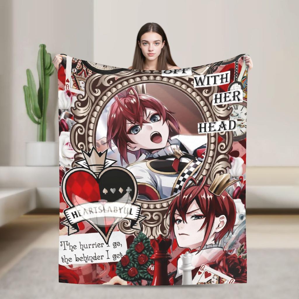 Twisted Wonderland Yuu Grim Пледы TWST Ритм-игра Шерсть Новинка Дышащие пледы для кровати Гостиной Зимы Автомобиля
