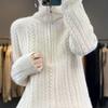 Women's High Neck Zipper Wool Pullover Sweater - Autumn Winter Loose Fit Base Layer