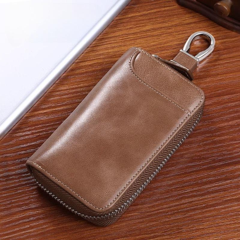 Новый мужской чехол для ключей с текстурой ПУ, вместительный чехол для хранения ключей на молнии и многофункциональный чехол для ключей