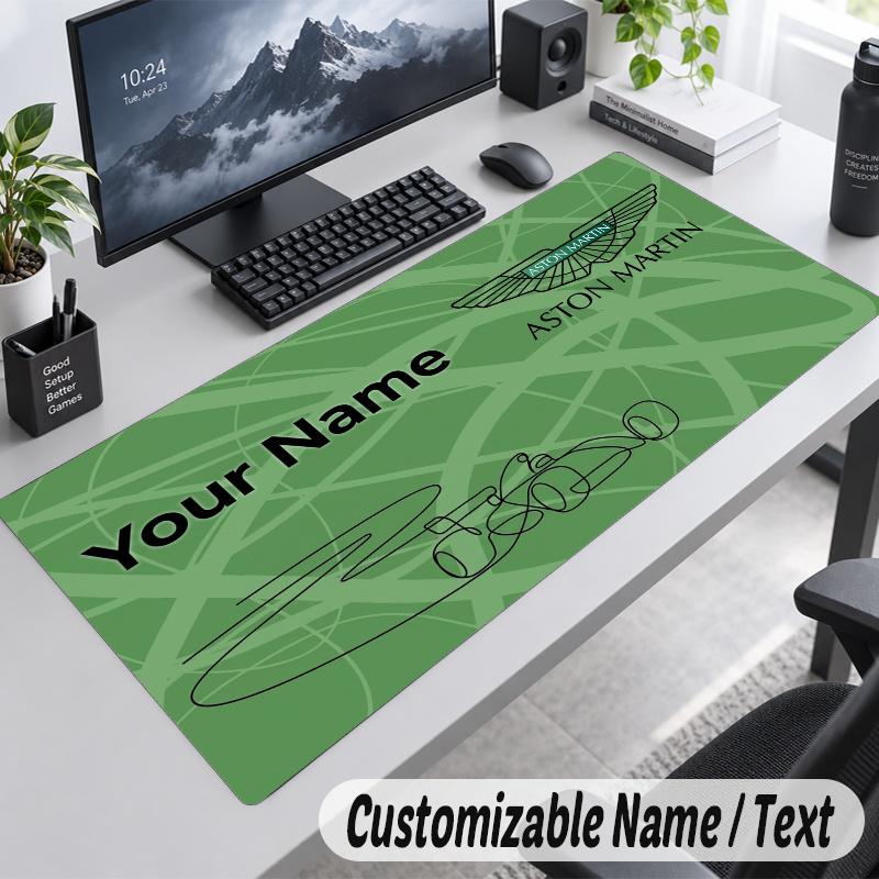 Aston Martin F1 Team Personalized Large Mouse Pad Custom Name Text Extended Desk Mat Gaming Mousepad