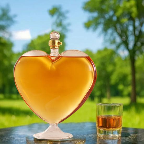 Heart Decanter Glass Wine Bottle Airtight Liquor Container Clear Whiskey Decanter
